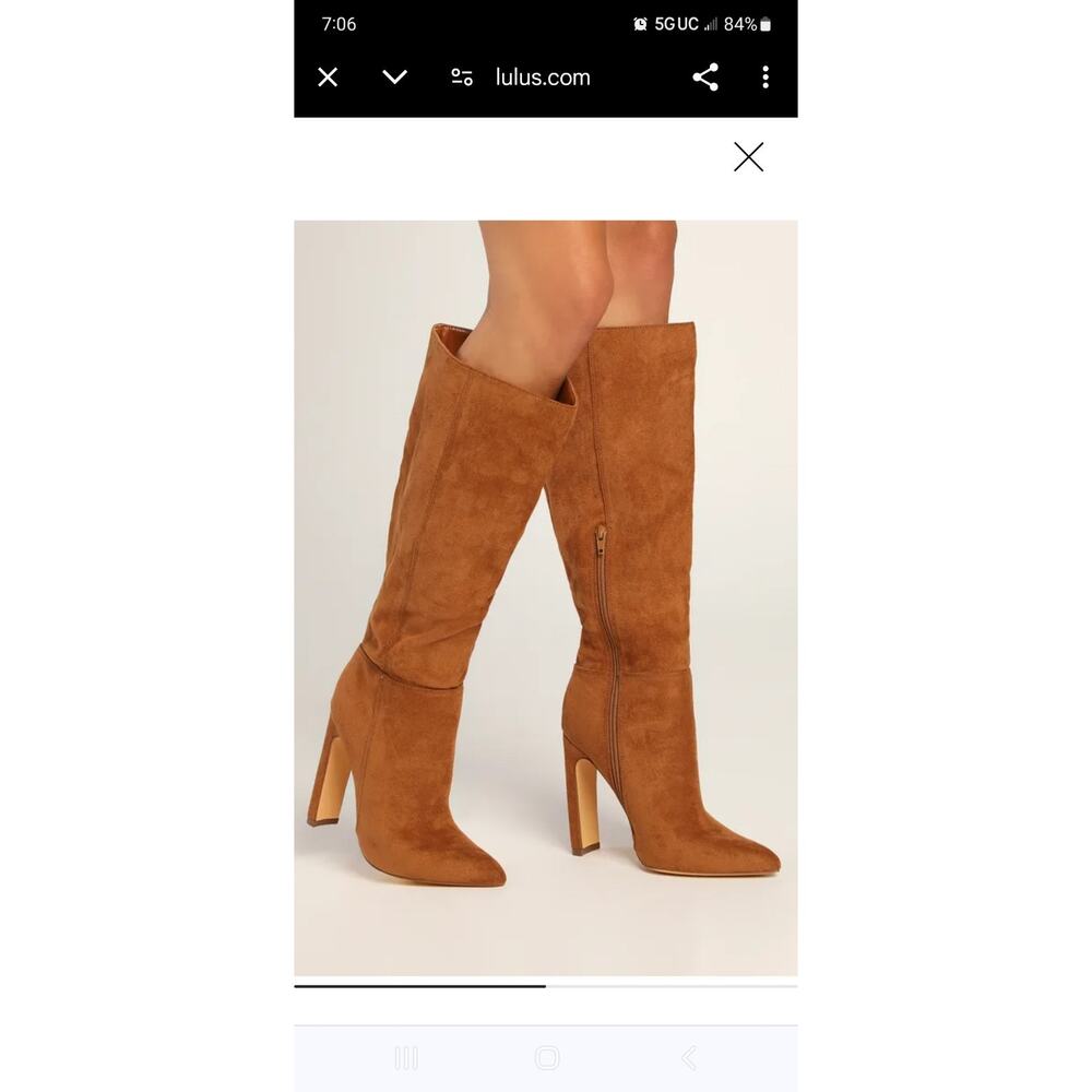 EUC Lulus Chestnut Faux Sude Knee High Boots Sz 7 - Picture 3 of 7
